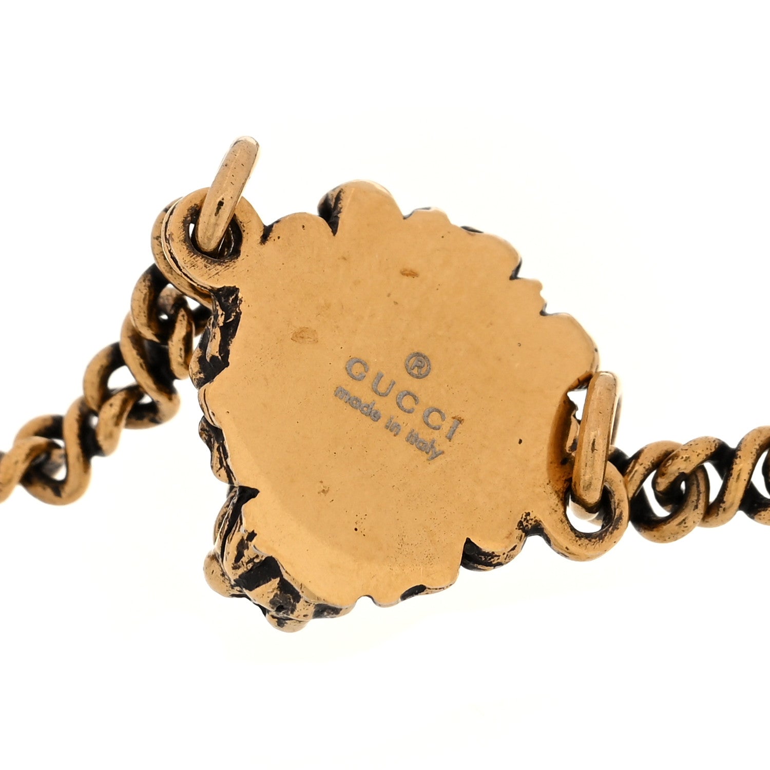 Gucci Metal Lion Head Bracelet Aged Gold 5 of 6