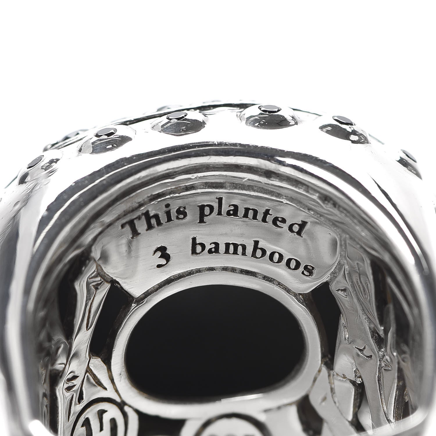 John Hardy Sterling Silver Hematite Black Spinel Bamboo Dome Ring 54 7 6 of 7