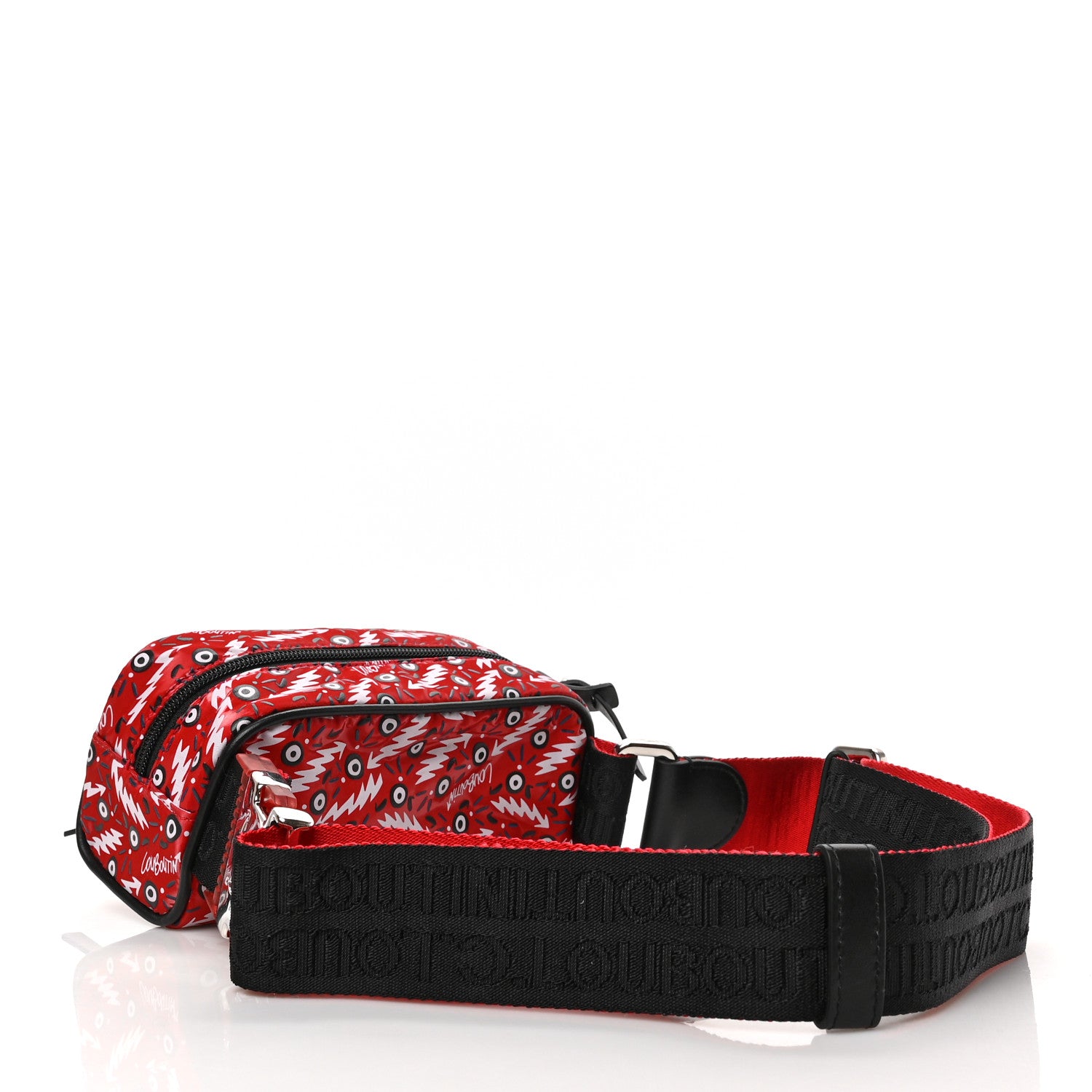 Christian Louboutin Monogram Print Mens Blaster Belt Bag Red Black 3 of 8