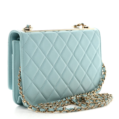 Chanel Lambskin Quilted Trendy CC Wallet On Chain WOC Light Blue 3 of 12