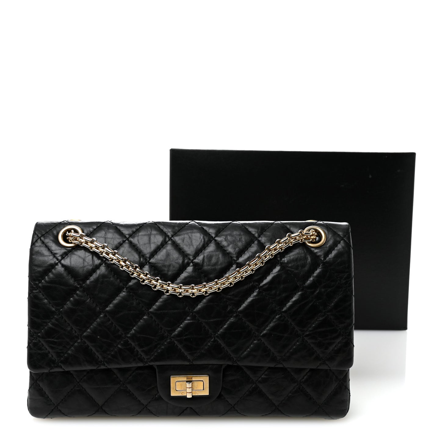 Aged Calfskin Quilted 50th Anniversary 2.55 Reissue 226 Flap Black