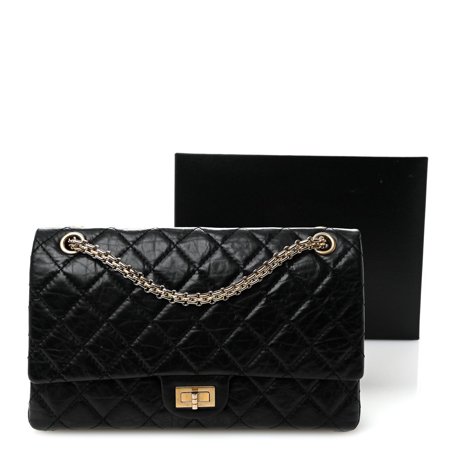 Chanel Aged Calfskin Quilted 50th Anniversary 2.55 Reissue 226 Flap Black 12 of 12
