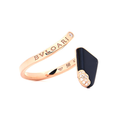 Bulgari 18K Rose Gold Black Onyx Diamond Gelati Ring 56 7 4 of 7