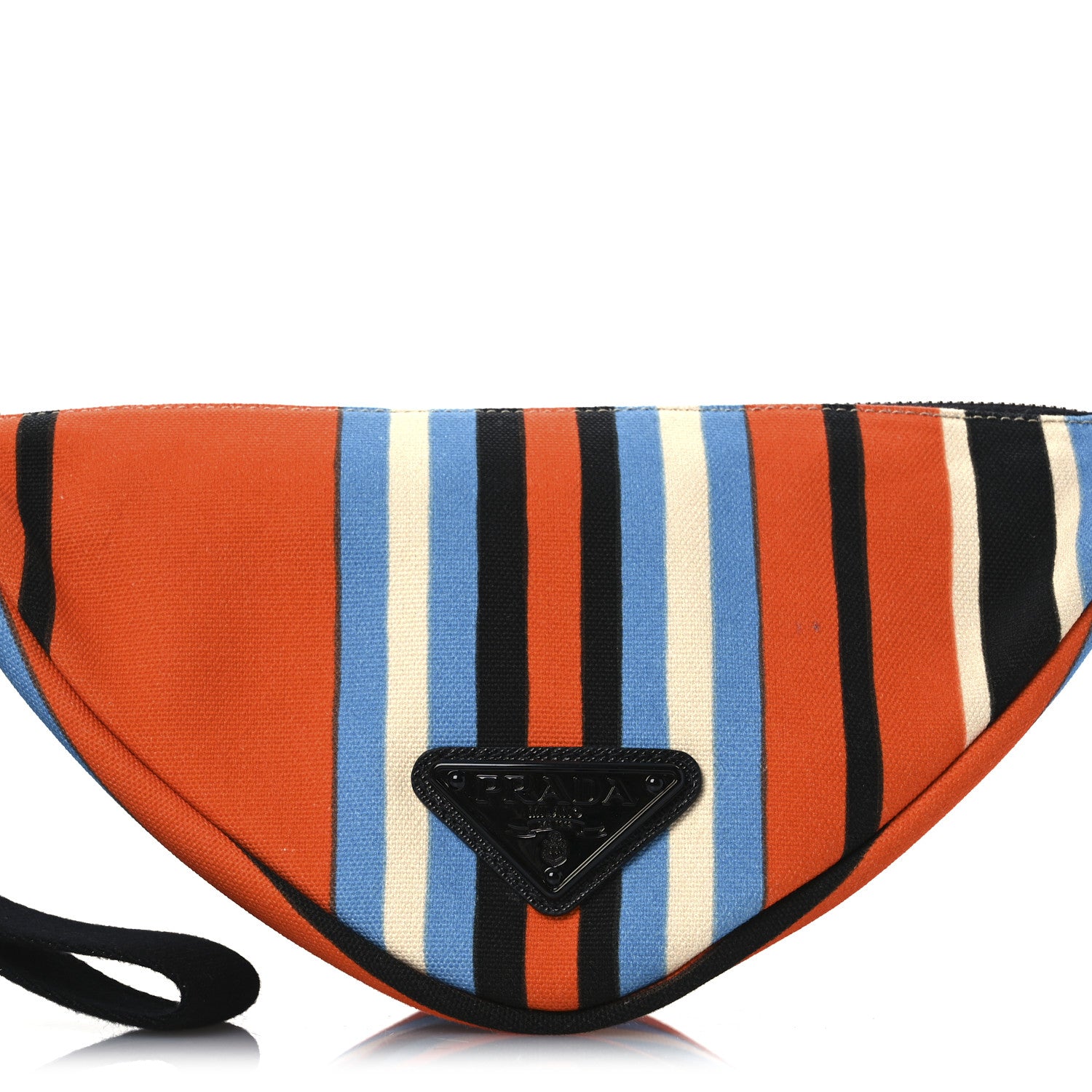 Prada Canvas Baiadera Stripe Wristlet Pouch Arancio 8 of 11
