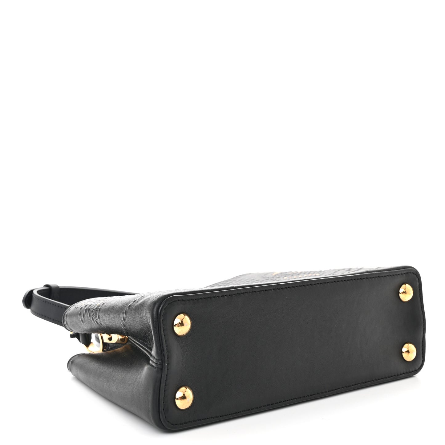 Calfskin Studded Flower Capucines BB  Black