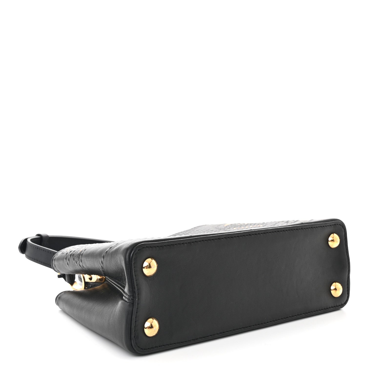 Louis Vuitton Calfskin Studded Flower Capucines BB  Black 4 of 10