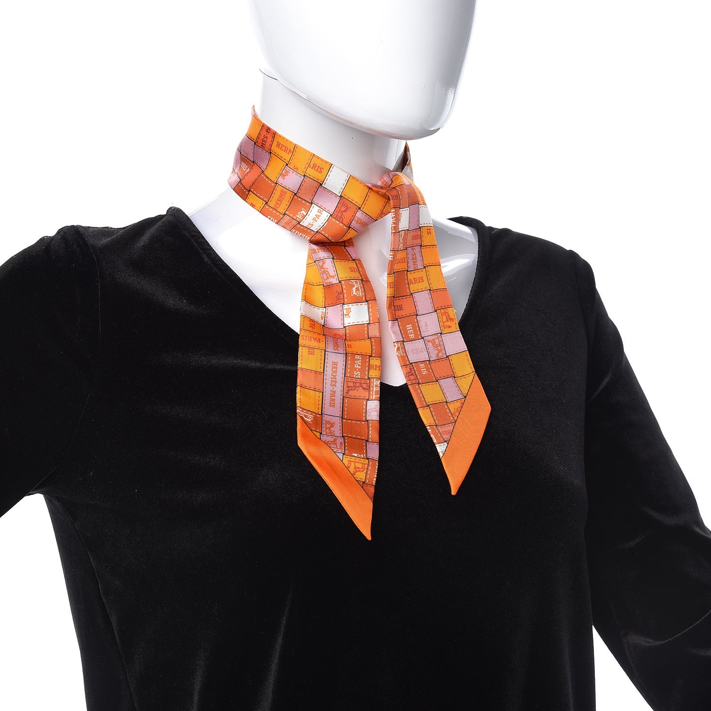 Silk Bolduc Au Carre Twilly Orange Blanc Vieux