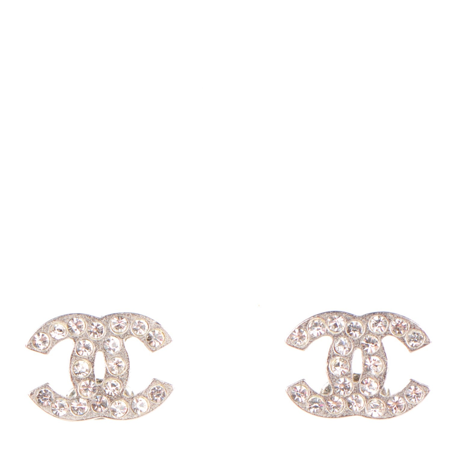 Chanel Crystal Timeless CC Earrings Silver 1 of 5