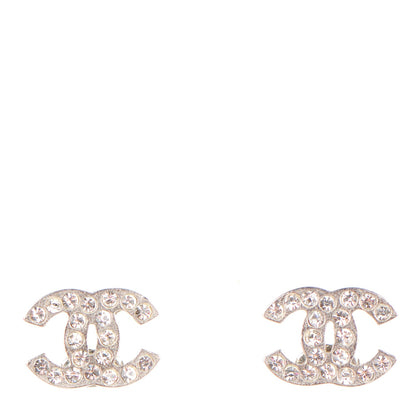 Chanel Crystal Timeless CC Earrings Silver 1 of 5