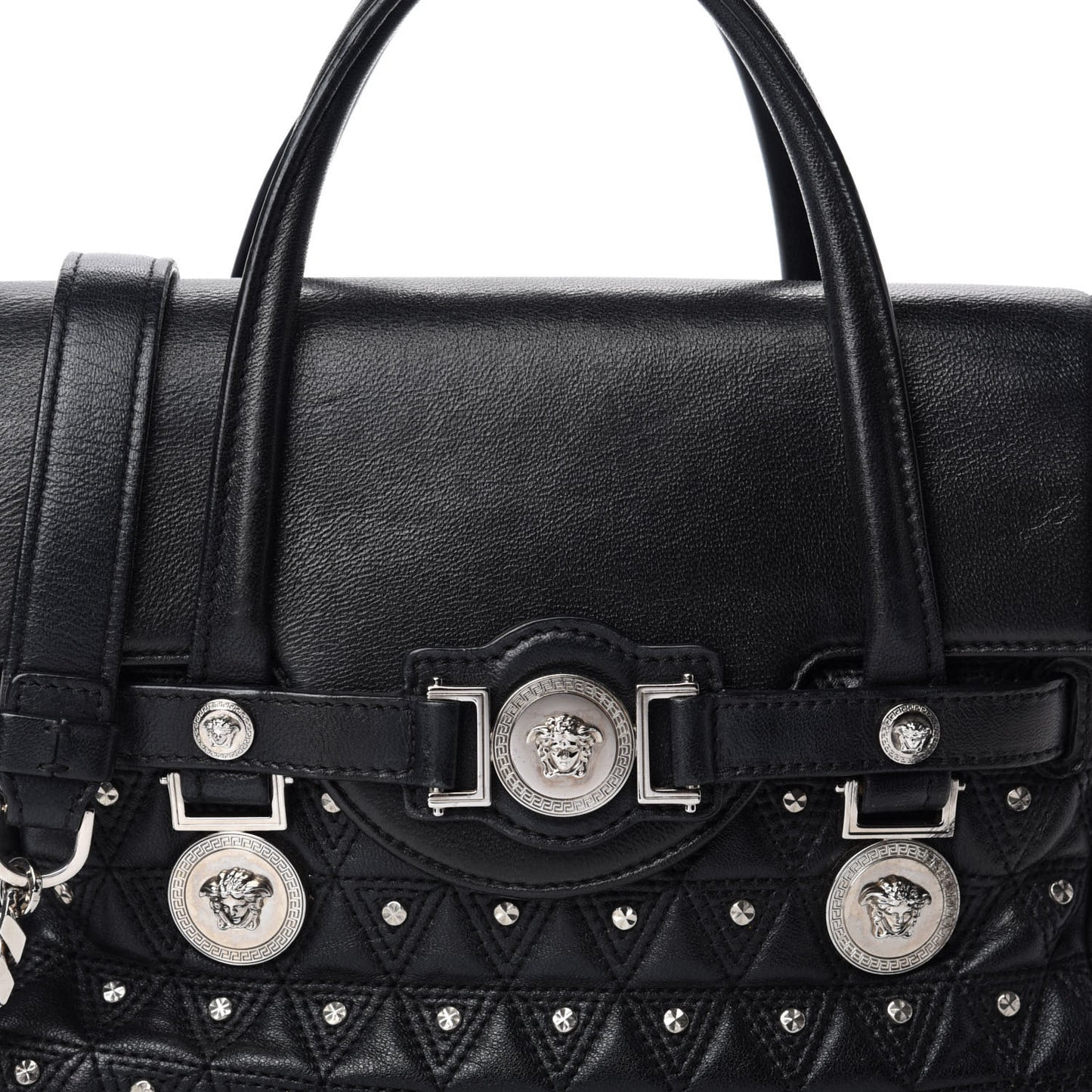 Nappa Trapuntata Triangle Quilted Studded Bag Black
