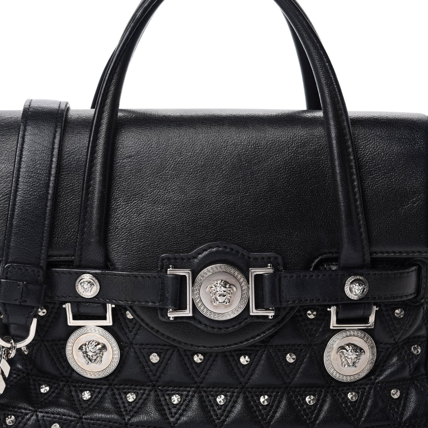Versace Nappa Trapuntata Triangle Quilted Studded Bag Black 12 of 12