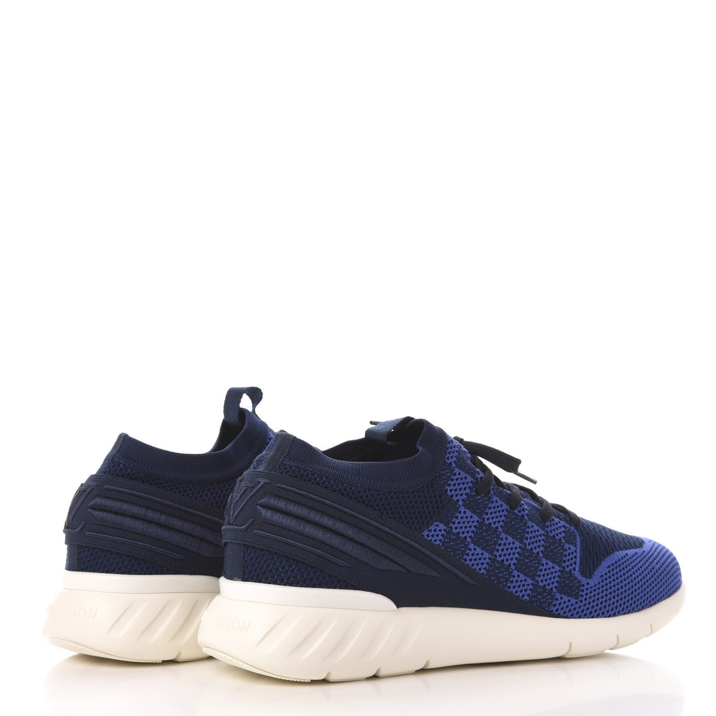 Knit Damier Fastlane Sneakers 10 Cobalt