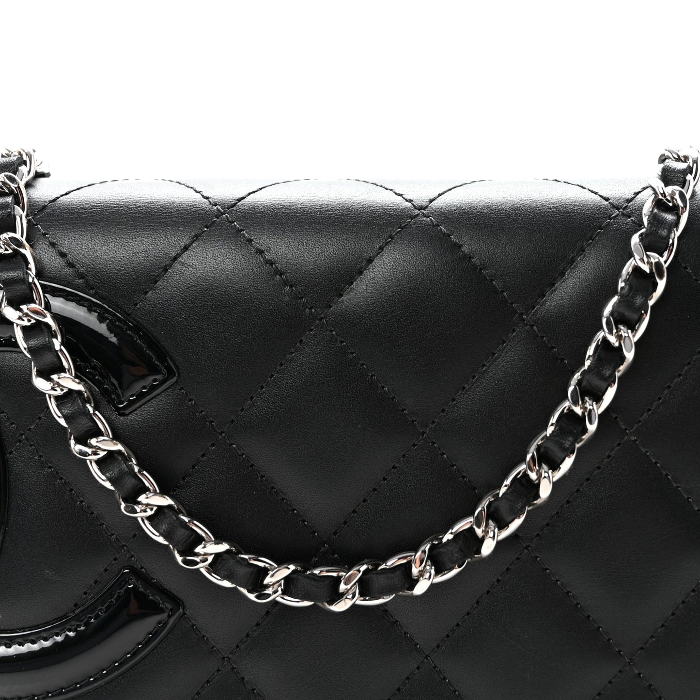 Calfskin Quilted Cambon Wallet on Chain WOC Black