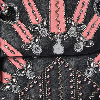 Valentino Garavani Vitello Crystal Loveblade Embellished Medium Glam Lock Rockstud Flap Black 10 of 12