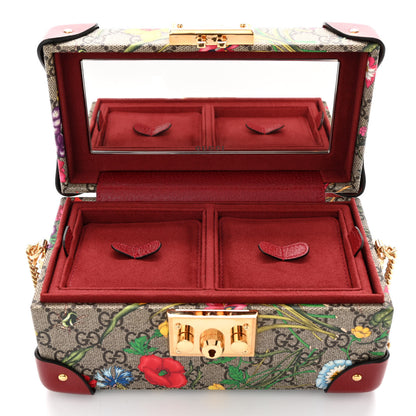 Gucci GG Supreme Monogram Flora Padlock Jewelry Case Red 5 of 13