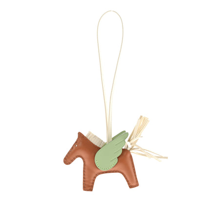 Hermes Milo Lambskin Grigri Rodeo Pegase Horse Bag Charm PM Craie Gold Vert Criquet 1 of 5