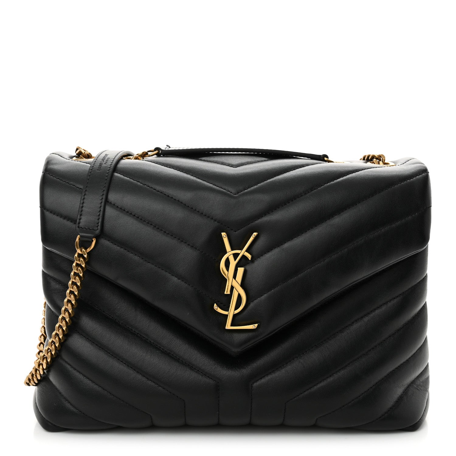 Saint Laurent Calfskin Y Quilted Monogram Medium Loulou Chain Satchel Black 1 of 16
