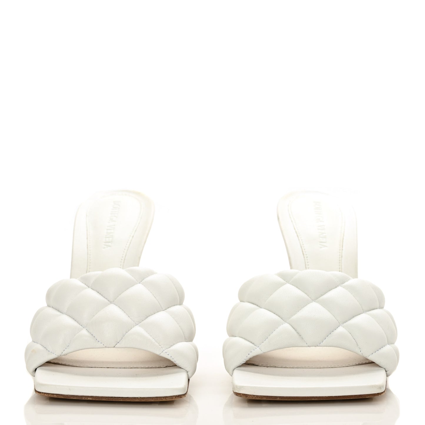 Nappa Matelasse Padded Mule Sandals 38 Optic White