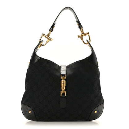 Gucci Monogram Piston Lock Jackie O Hobo Black 1 of 9