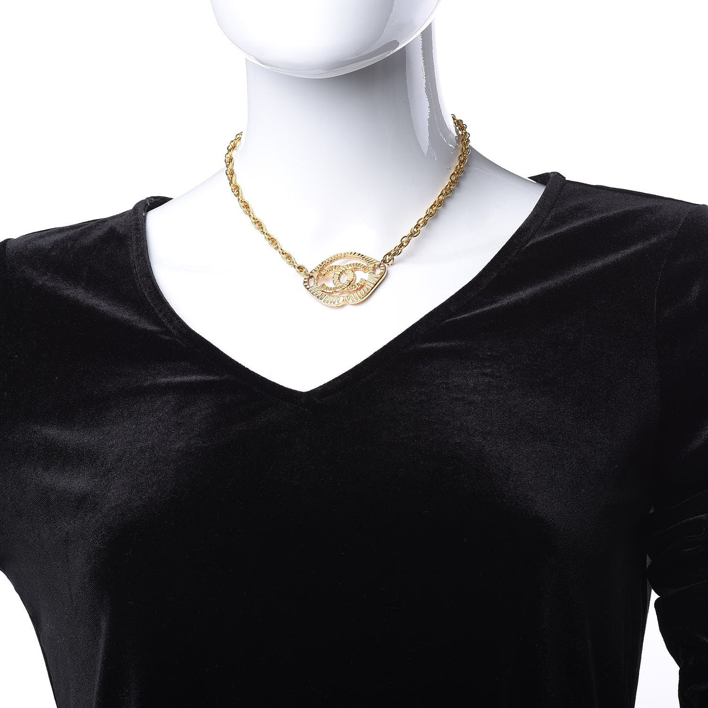 CC Pendant Chain Necklace Gold