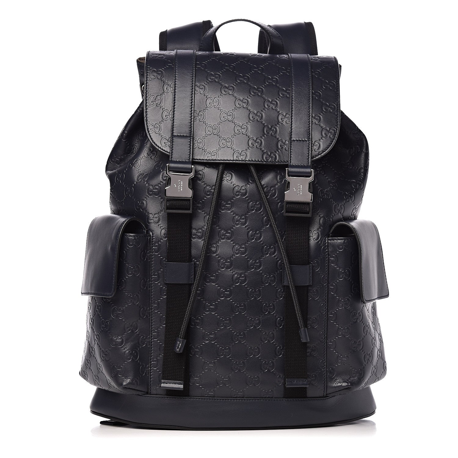 Gucci Guccissima Signature Double Buckle Backpack Blue 1 of 10