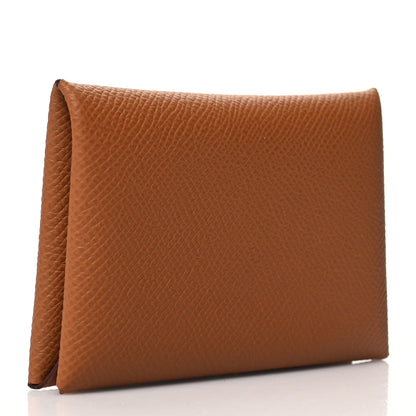 Hermes Epsom Calvi Card Case Gold 3 of 12