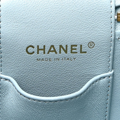 Chanel Caviar Quilted Small Top Handle Vanity Case With Chain Light Blue 6 of 11