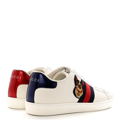 Gucci Calfskin Web Bosco Embroidered Ace Sneakers 38 White 4 of 11