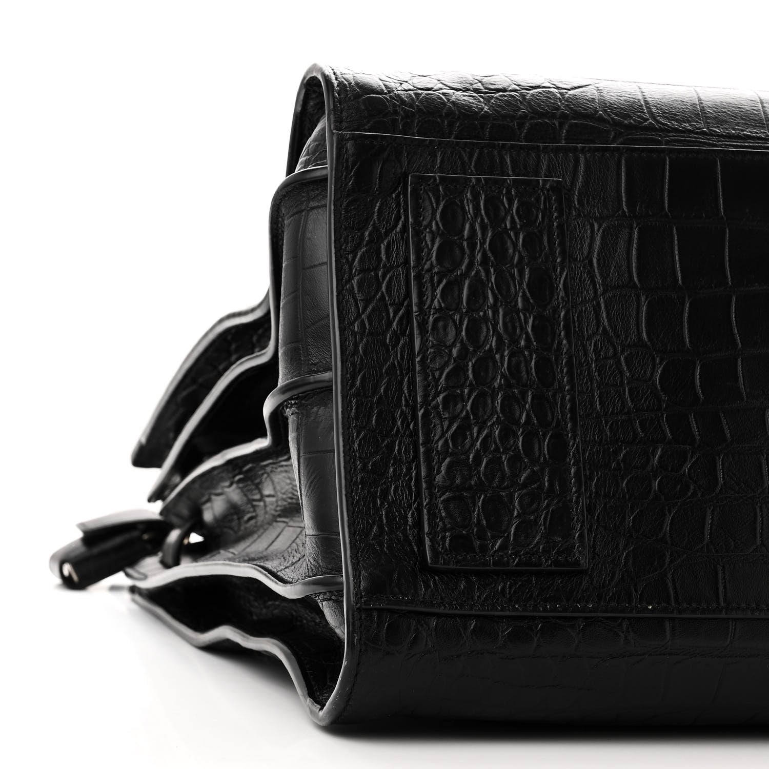 Saint Laurent SAINT LAURENT Calfskin Crocodile Embossed Large Souple Sac De Jour Black 9 of 10