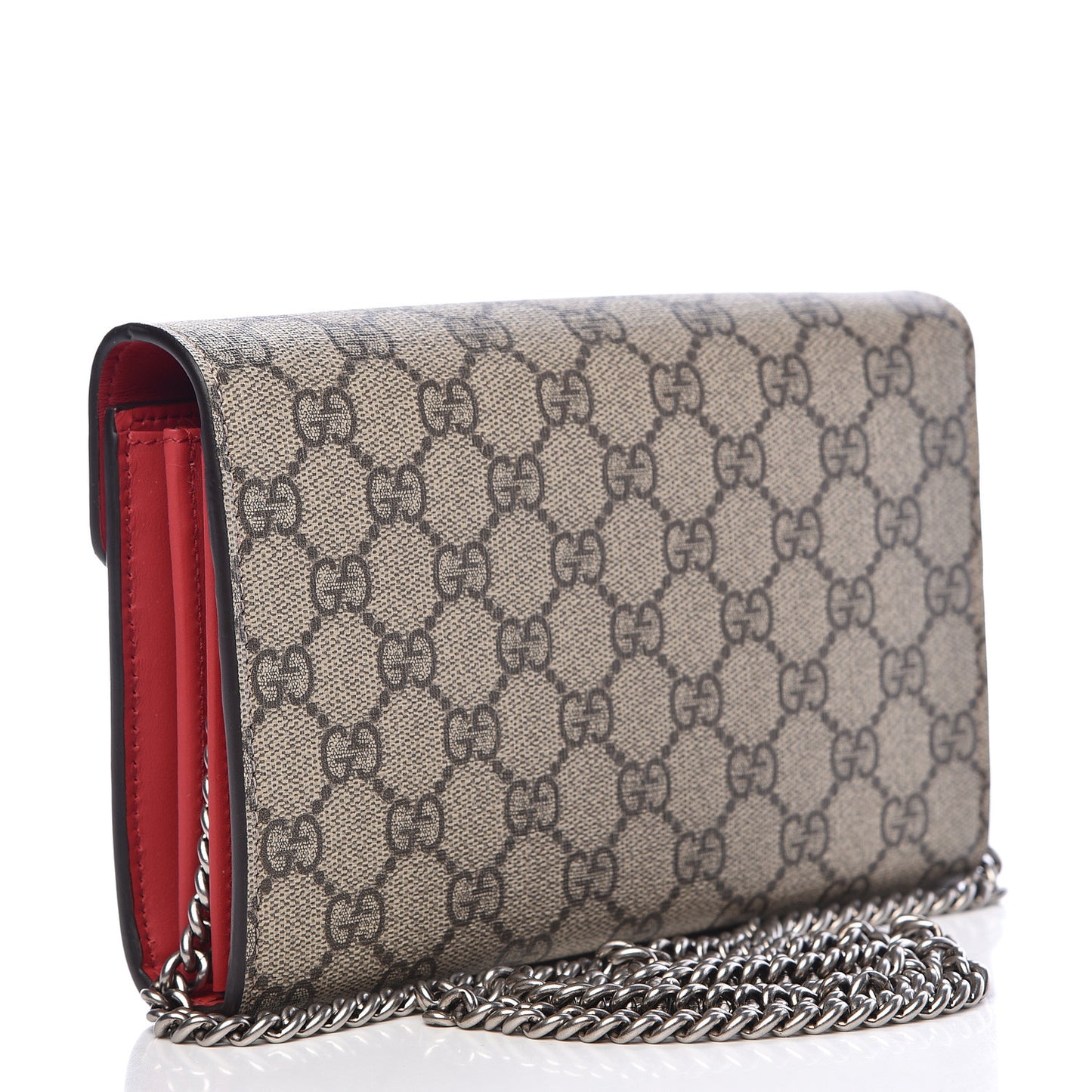 GG Supreme Monogram Mini Dionysus Chain Wallet Beige Vulcanic Red