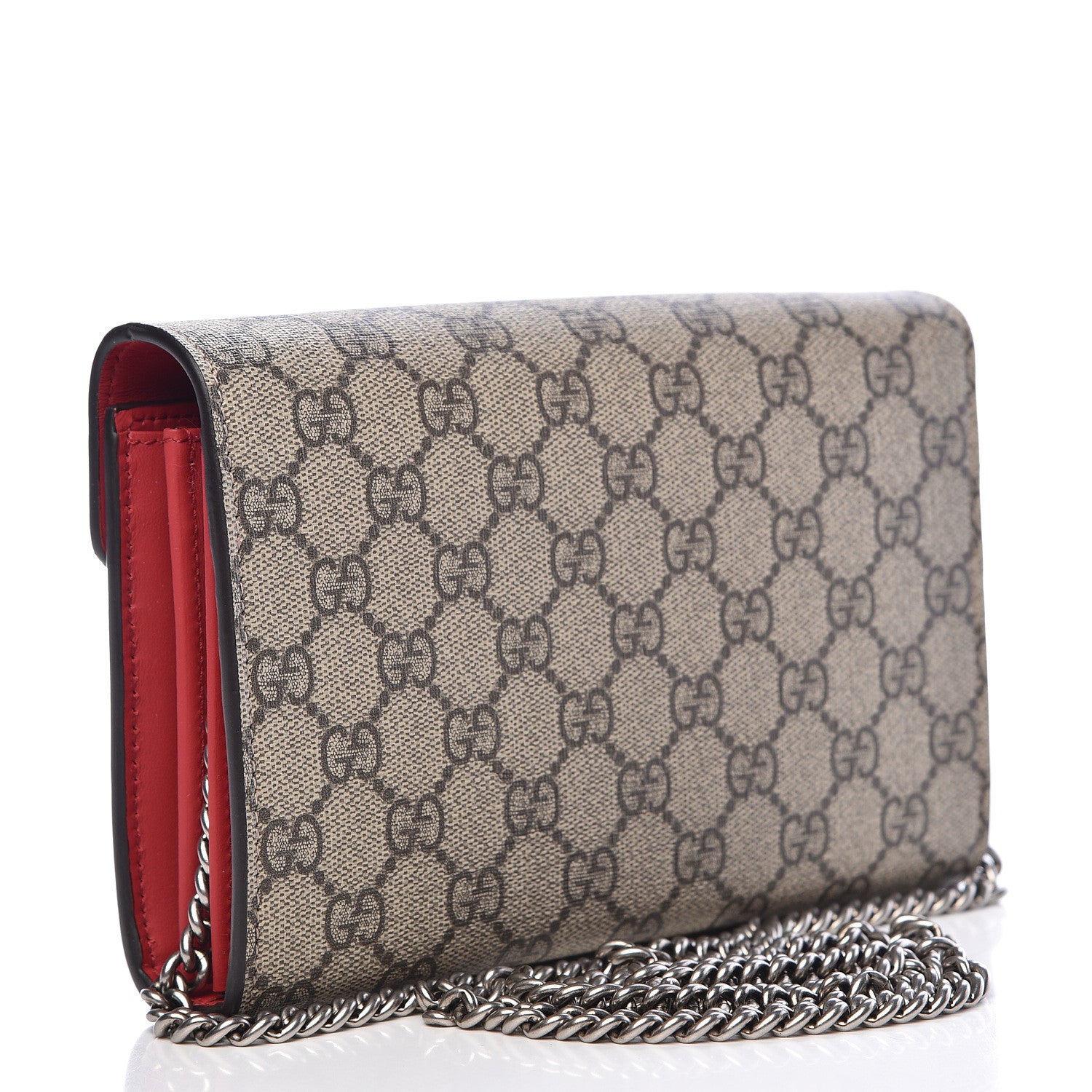 Gucci GG Supreme Monogram Mini Dionysus Chain Wallet Beige Vulcanic Red 3 of 11