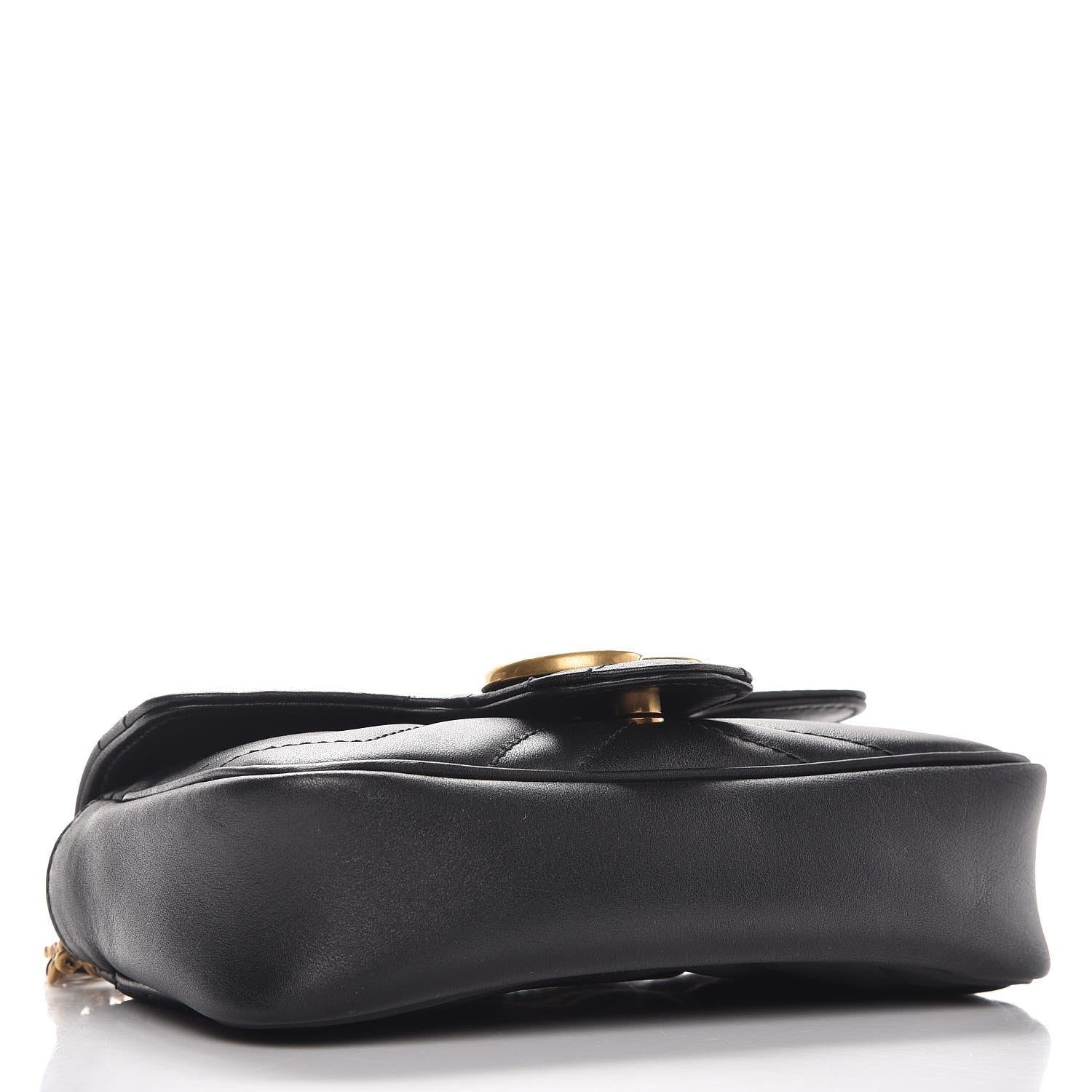Gucci Calfskin Matelasse Super Mini GG Marmont Shoulder Bag Black 4 of 9
