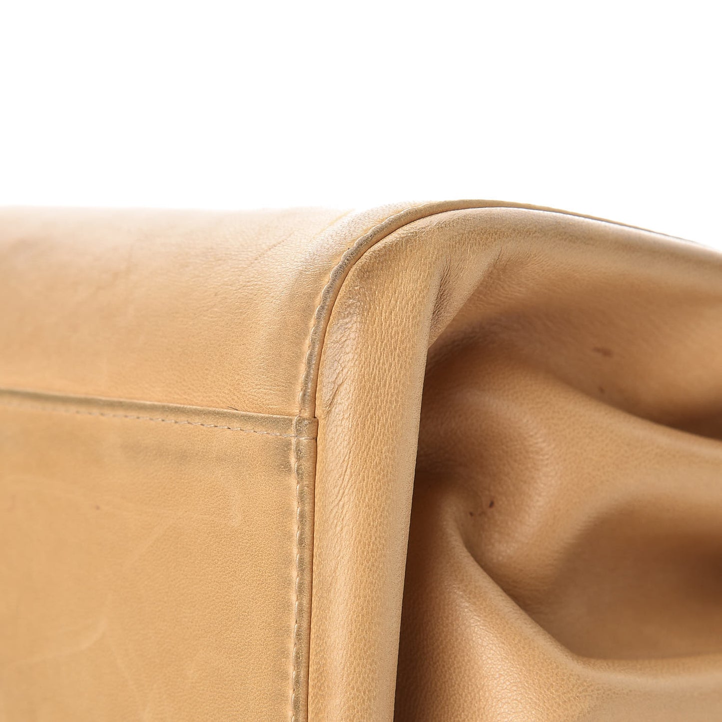 Lambskin Chocolate Bar Accordion Flap Beige