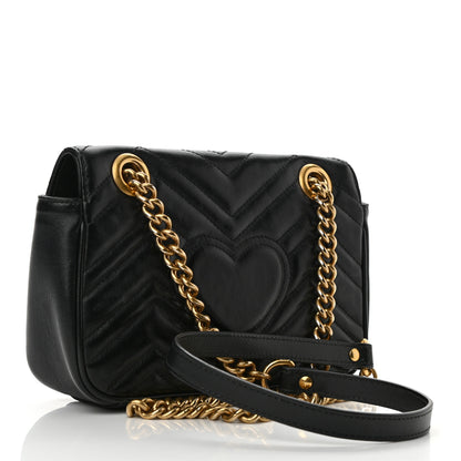 Gucci Calfskin Matelasse Mini GG Marmont Shoulder Bag Black 3 of 9