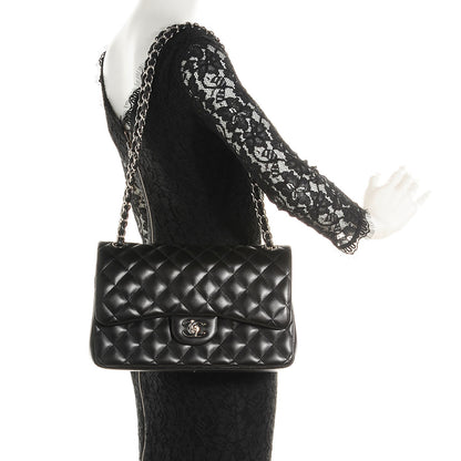 Chanel Lambskin Quilted Jumbo Double Flap Black 2 of 10