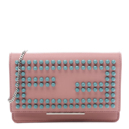 Fendi Vitello Studded Tube Wallet on Chain Pink 1 of 10