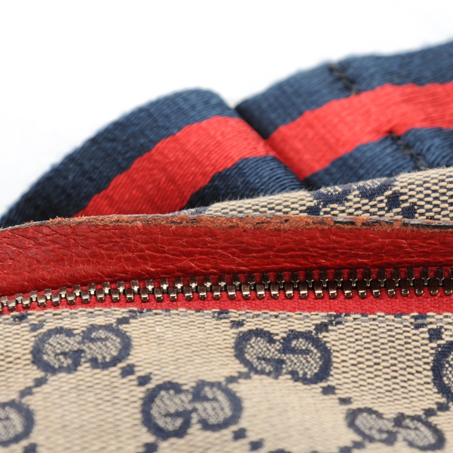 Gucci GG Monogram Web Double Pocket Belt Bag Navy Red 7 of 7