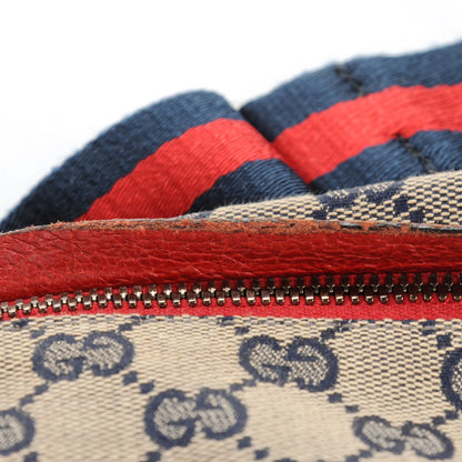 Gucci GG Monogram Web Double Pocket Belt Bag Navy Red 7 of 7