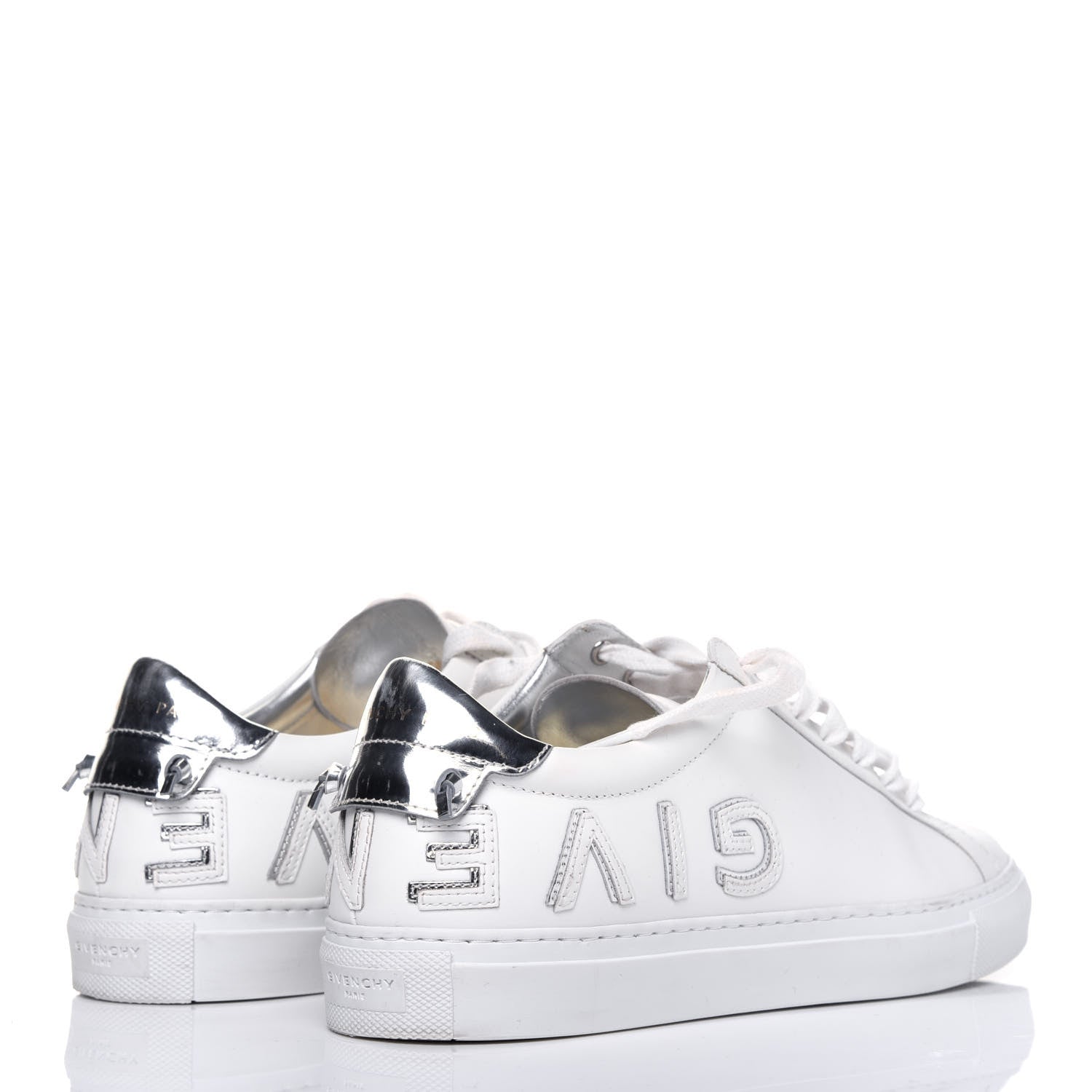 Givenchy Calfskin Reverse Logo Womens Urban Street Sneakers 39.5 White Silver 4 of 14