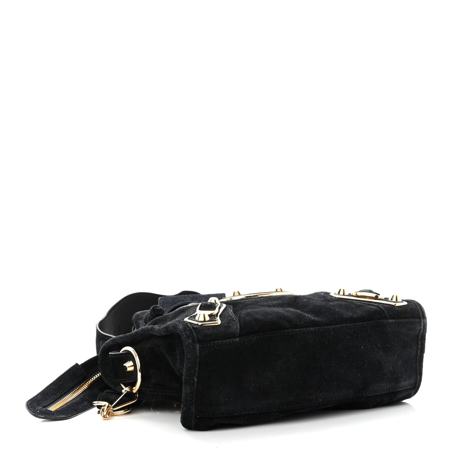 Baby Daim Suede Gold Metallic Edge Hardware Mini City Black