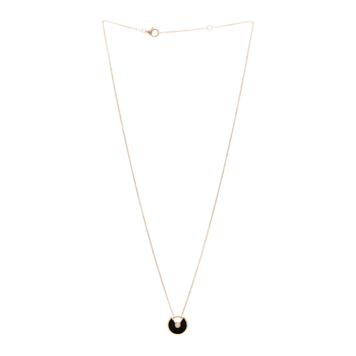 Cartier 18K Pink Gold Diamond Black Onyx XS Amulette de Cartier Pendant Necklace 3 of 5