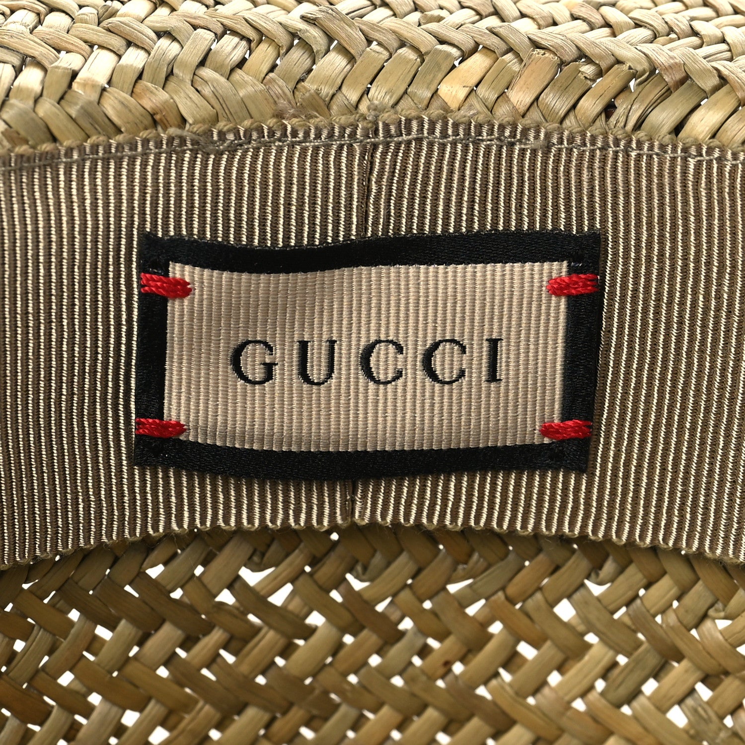 Gucci Straw Fabric Calfskin Horsebit Hat M Beige Dark Brown 7 of 9