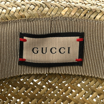 Gucci Straw Fabric Calfskin Horsebit Hat M Beige Dark Brown 7 of 9
