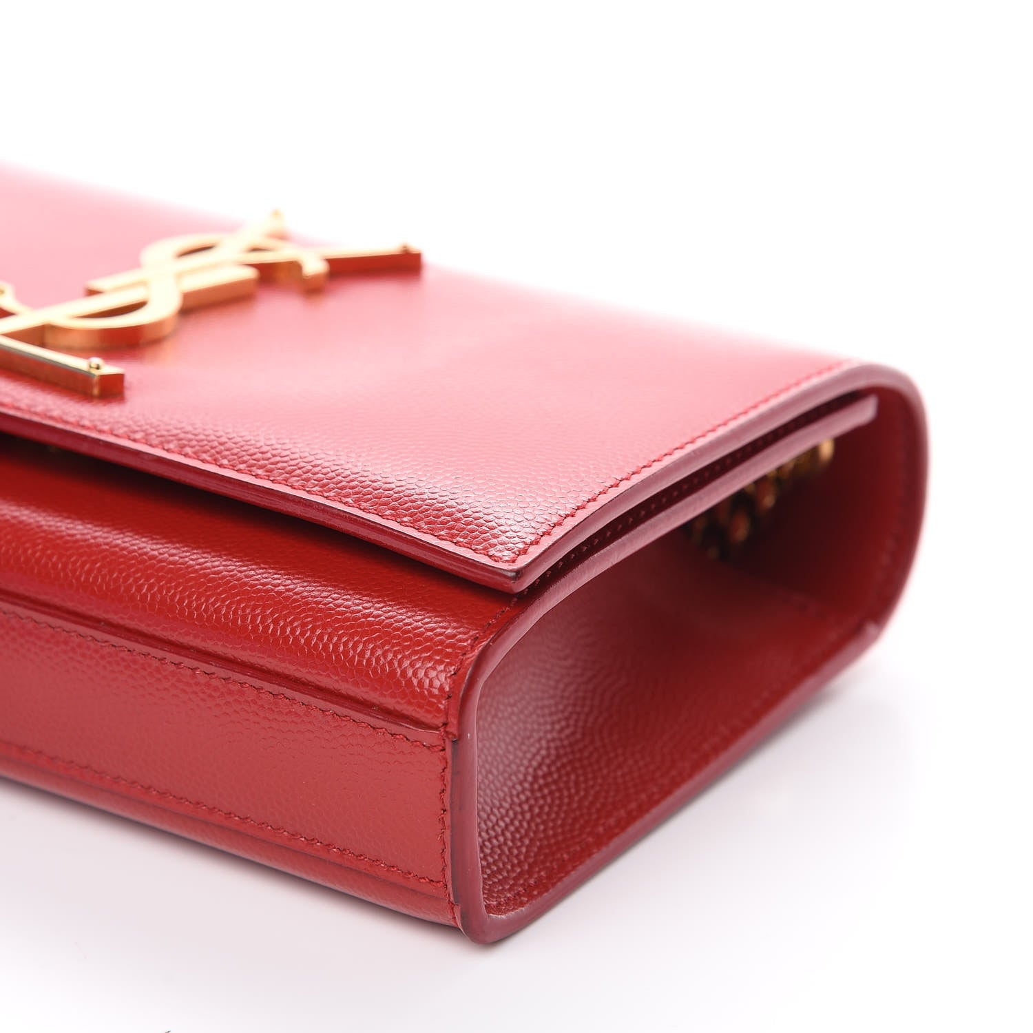 Saint Laurent Grain De Poudre Small Monogram Kate Satchel Red 7 of 11