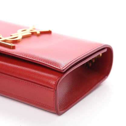 Saint Laurent Grain De Poudre Small Monogram Kate Satchel Red 7 of 11