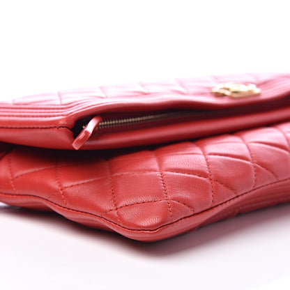 Chanel Lambskin Quilted Beauty CC Boy Clutch Red 8 of 13