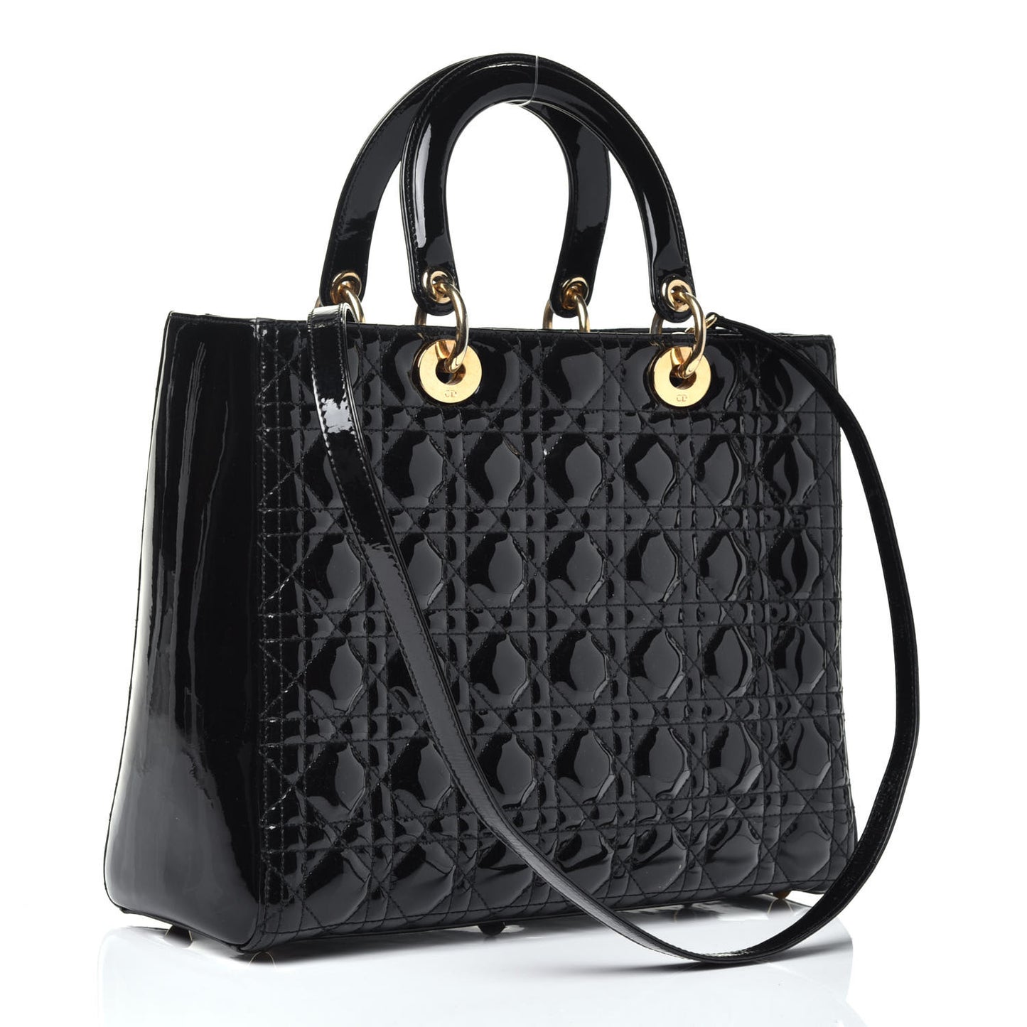 Patent Cannage Large Lady Dior Black