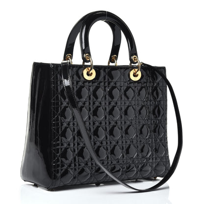 Christian Dior Patent Cannage Large Lady Dior Black 4 of 10