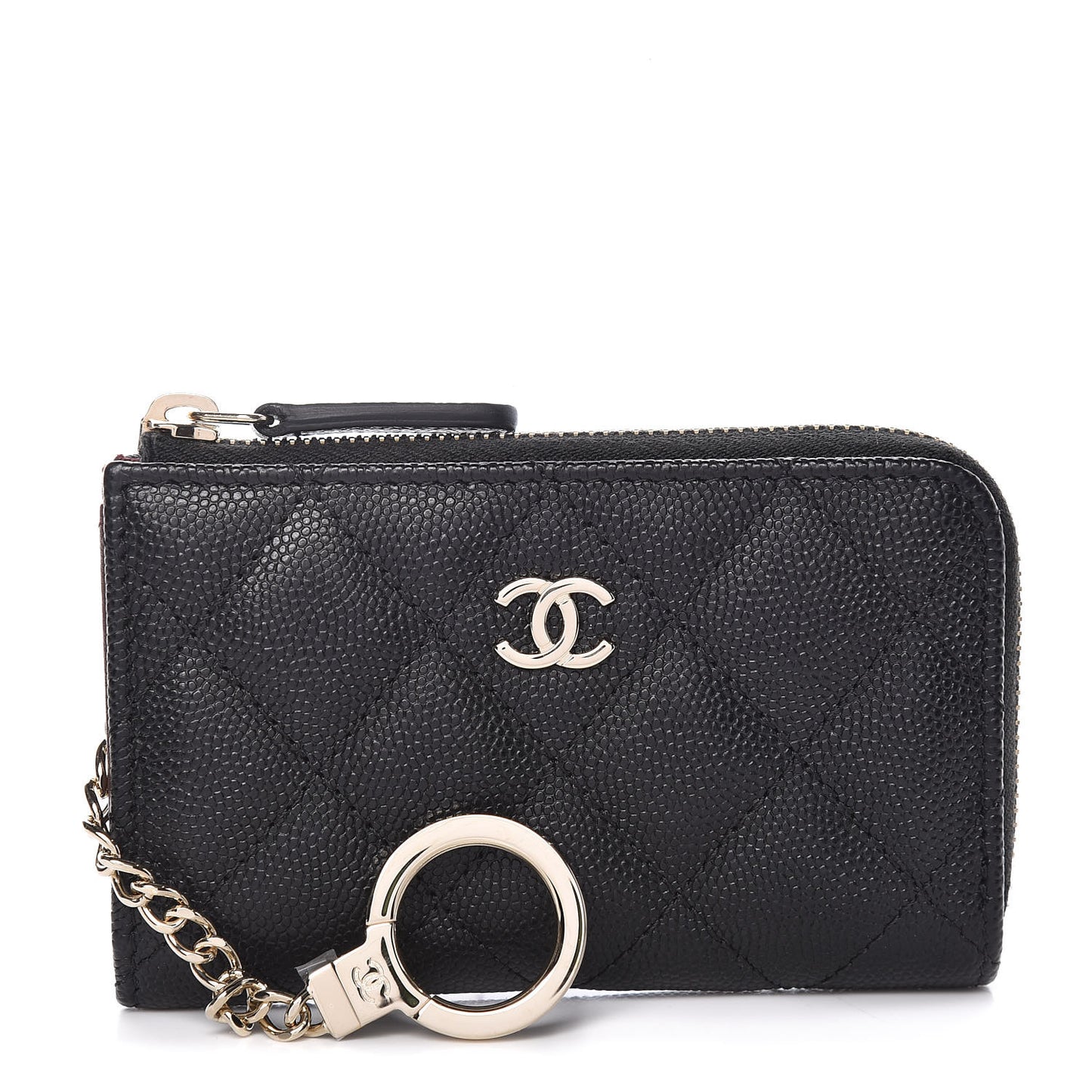 Caviar Quilted Key Holder Case Black