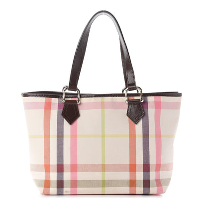 Burberry Check Tote White Brown Pink 1 of 14